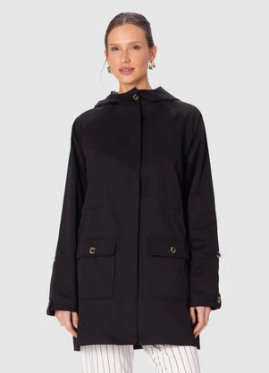 Malwee - Jaqueta Parka Sarjada Preto - MALWEE
