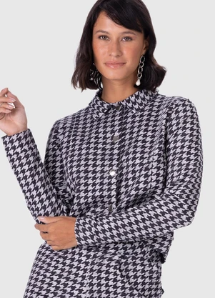 Malwee - Jaqueta Pied de Poule em Moletom Preto - MALWEE