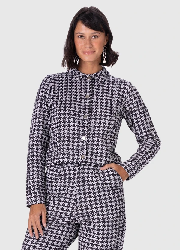 Malwee - Jaqueta Pied de Poule em Moletom Preto 4