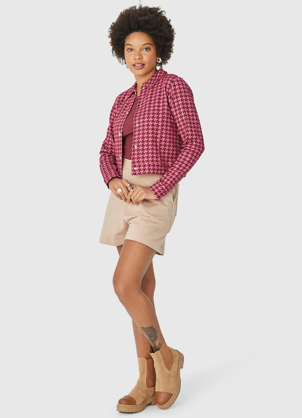 Malwee - Jaqueta Pied de Poule em Moletom Rosa 3