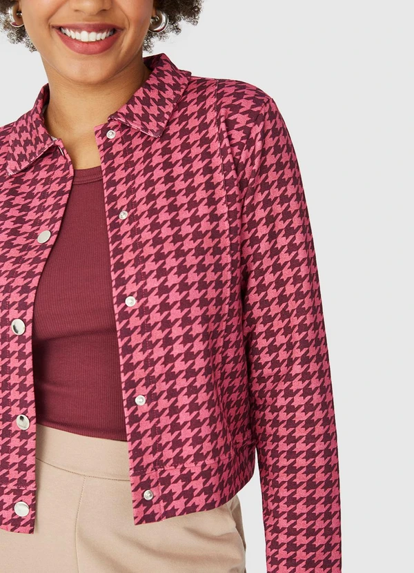 Malwee - Jaqueta Pied de Poule em Moletom Rosa 4