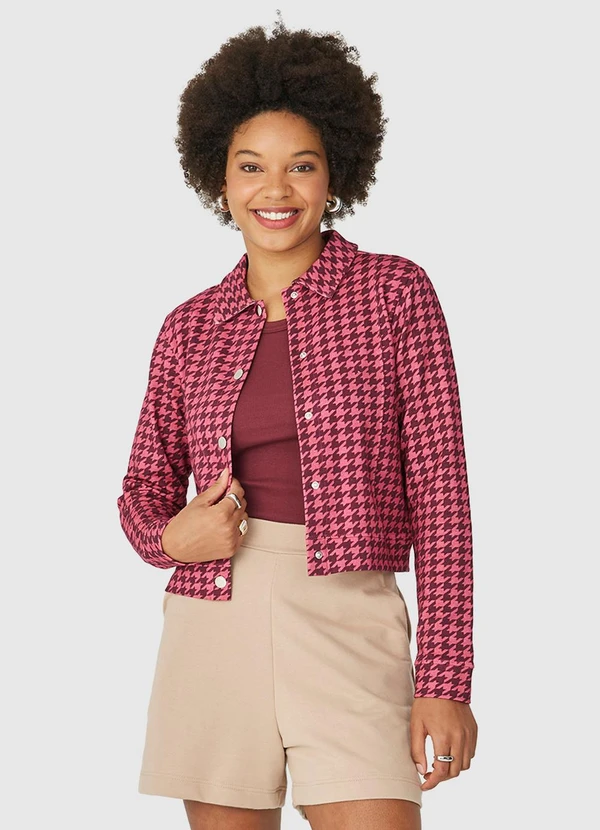 Malwee - Jaqueta Pied de Poule em Moletom Rosa 5