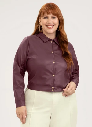 Cativa - Jaqueta Plus Size em Material Sintético Roxo - CATIVA