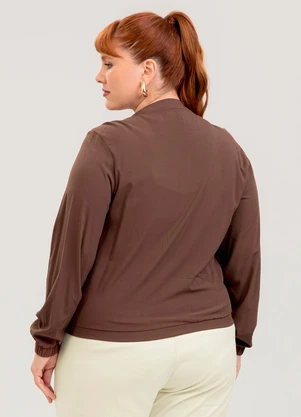 Cativa - Jaqueta Plus Size em Viscose  Marrom Escuro - CATIVA