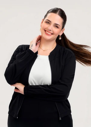 Cativa - Jaqueta Plus Size em Viscose  Preto - CATIVA