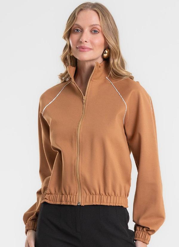Rovitex - Jaqueta Ponto Roma Manga Raglan Marrom
