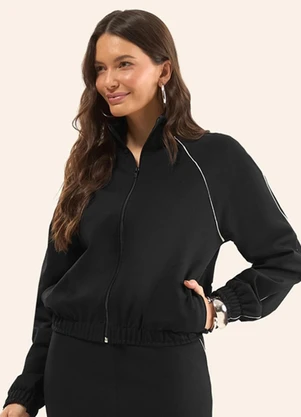 Rovitex - Jaqueta Ponto Roma Manga Raglan Preto - ROVITEX