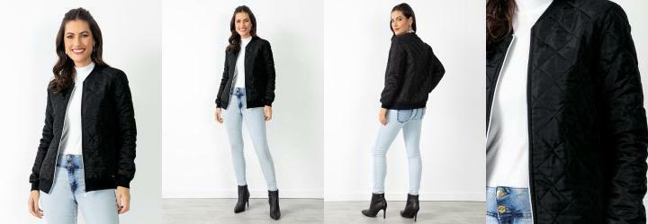 Jaqueta Preta com Abertura em Zper