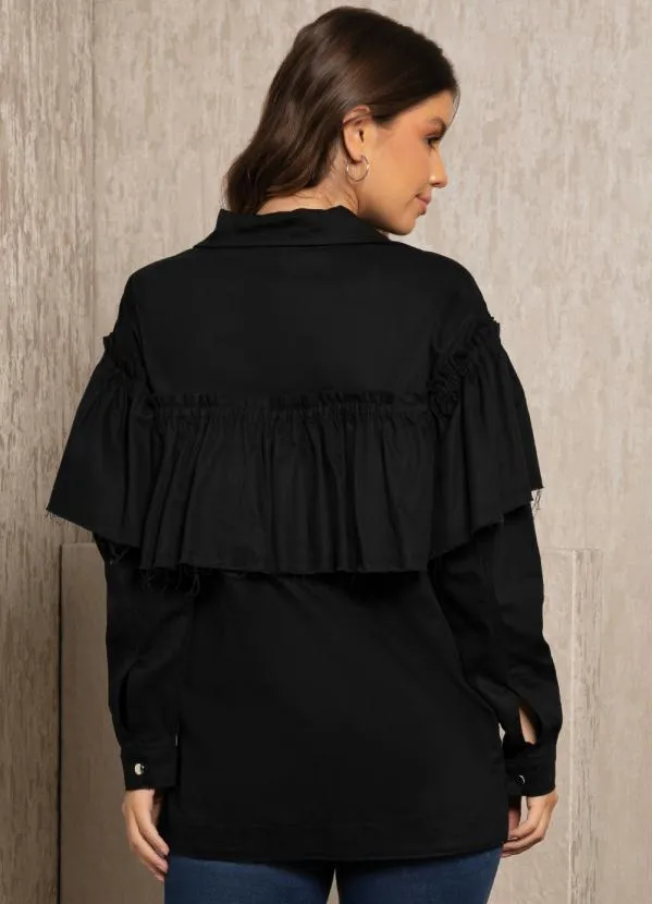 Quintess - Jaqueta Preta com Babados 10