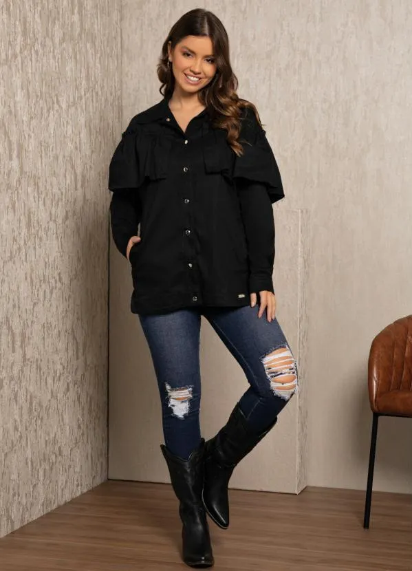 Quintess - Jaqueta Preta com Babados 9