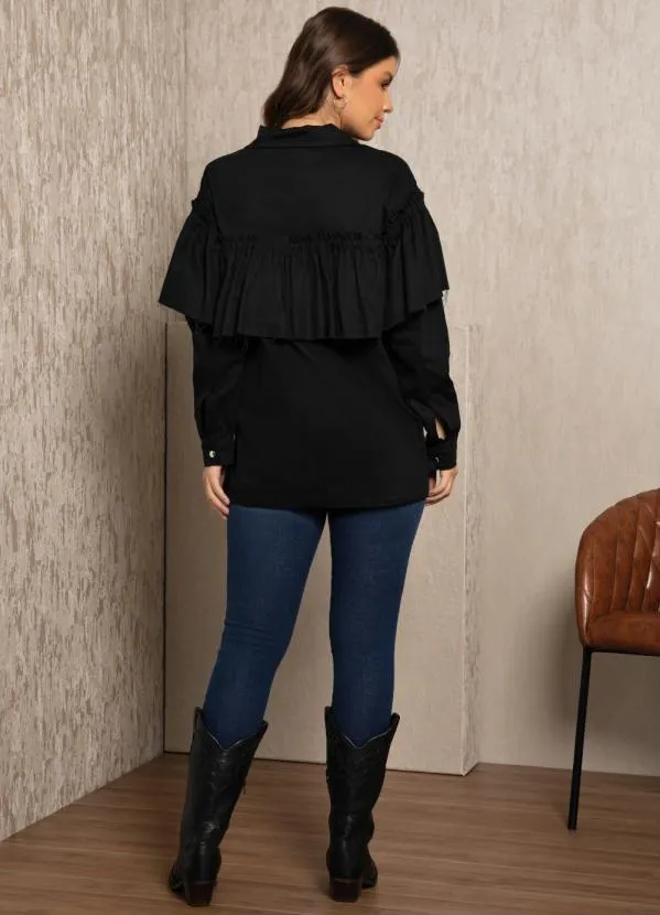 Quintess - Jaqueta Preta com Babados 8