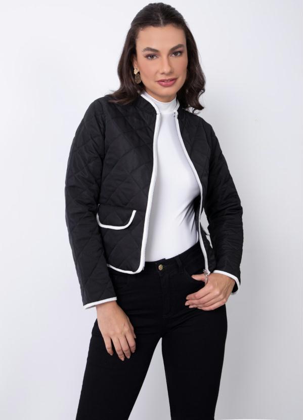 Quintess - Jaqueta Preta com Friso Contrastante 2