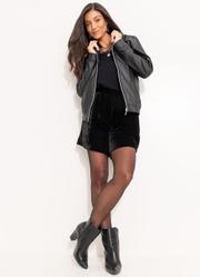 Jaqueta Preta em Material Sint�tico