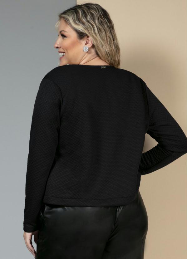 Quintess - Jaqueta Preta Matelassê com Pérolas no Decote 6