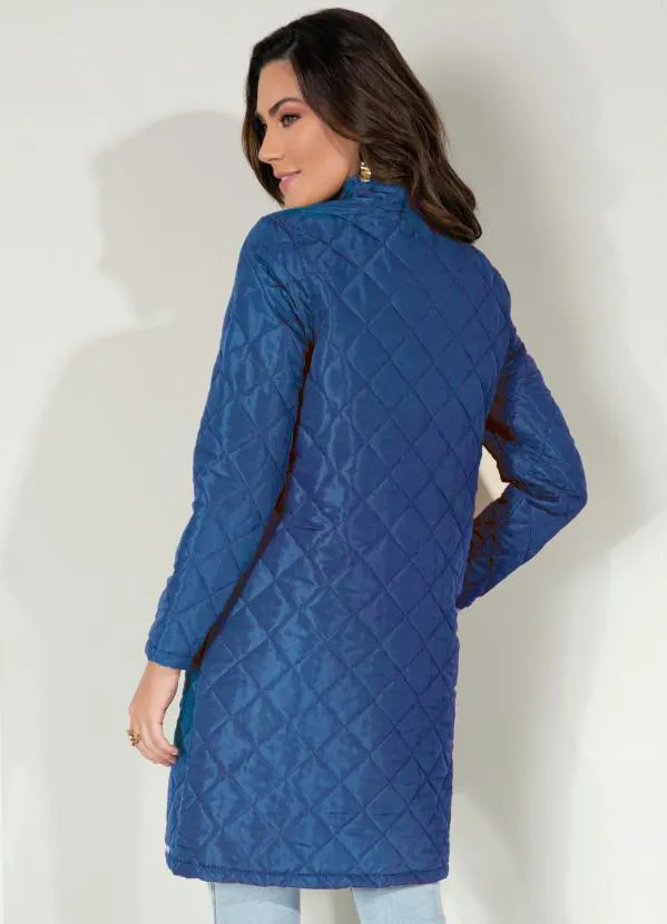 Quintess - Jaqueta Puff Azul Alongada com Bolsos 2