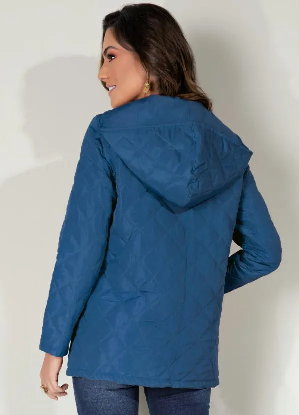 Quintess - Jaqueta Puff Azul com Capuz e Bolsos 3
