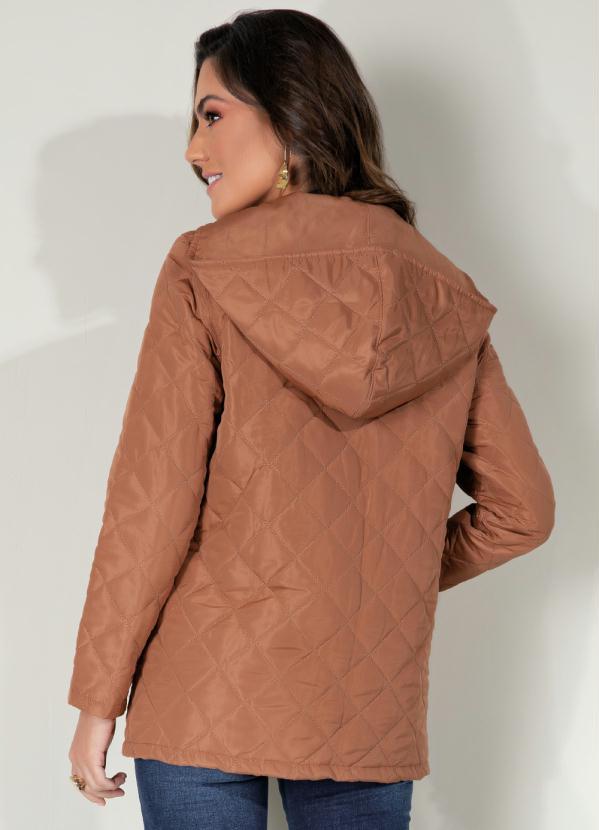 Quintess - Jaqueta Puff Marrom com Capuz e Bolsos 2