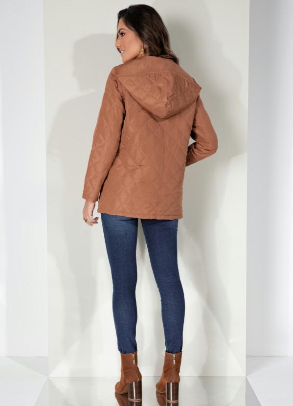 Quintess - Jaqueta Puff Marrom com Capuz e Bolsos 4