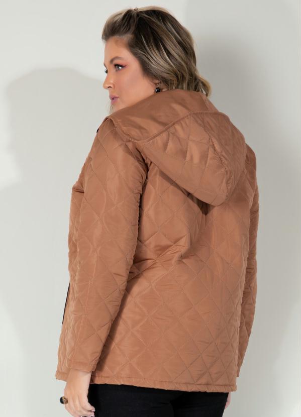 Quintess - Jaqueta Puff Marrom com Capuz e Bolsos 7