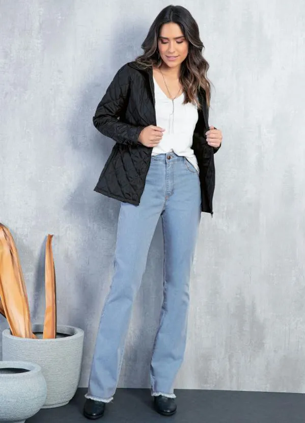 Quintess - Jaqueta Puff Preta com Capuz e Bolsos 7