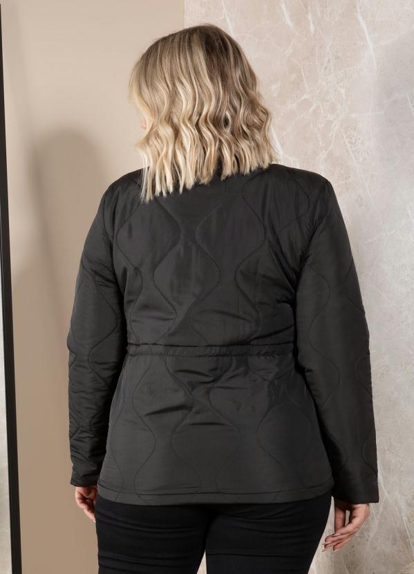 Quintess - Jaqueta Puff Preta com Regulador na Cintura 6