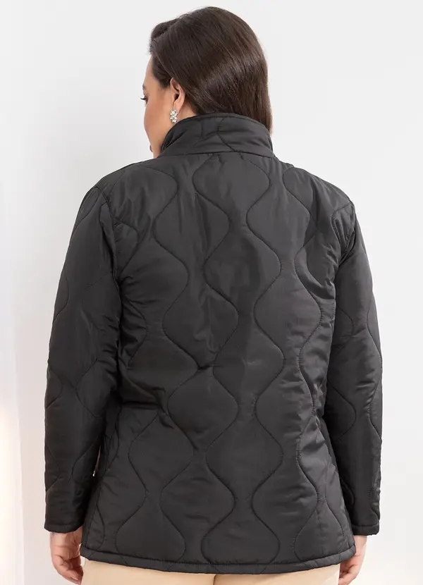 Quintess - Jaqueta Puff Preto com Recorte e Bolsos 3