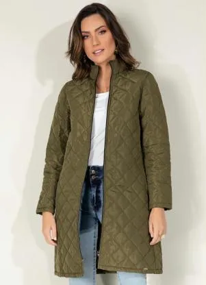 Quintess - Jaqueta Puff Verde Alongada com Bolsos - QUINTESS