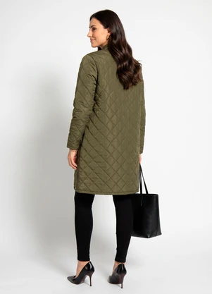 Quintess - Jaqueta Puff Verde Alongada com Bolsos - QUINTESS