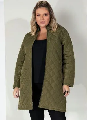 Quintess - Jaqueta Puff Verde Alongada com Bolsos - QUINTESS