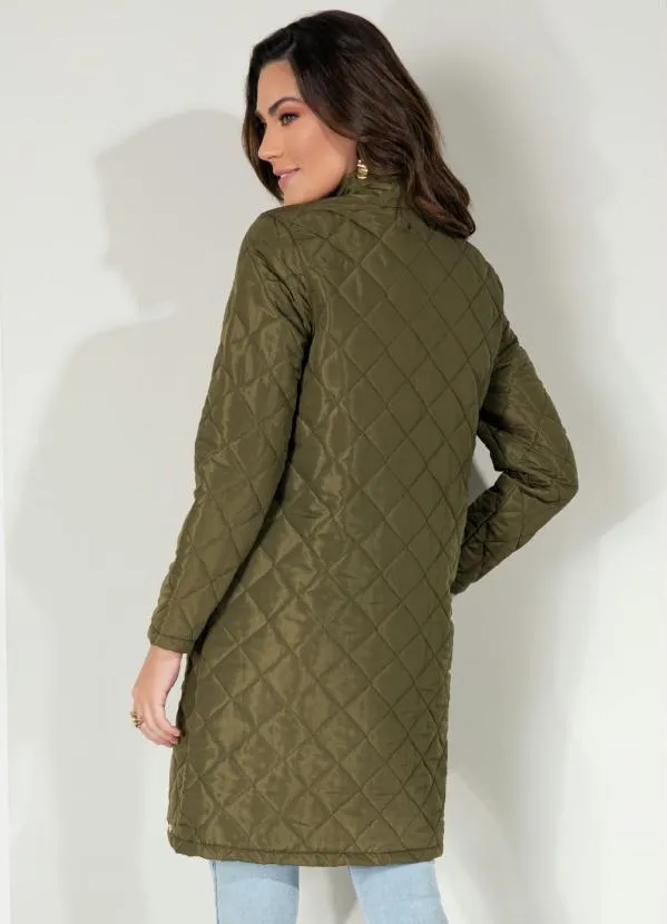 Quintess - Jaqueta Puff Verde Alongada com Bolsos 2