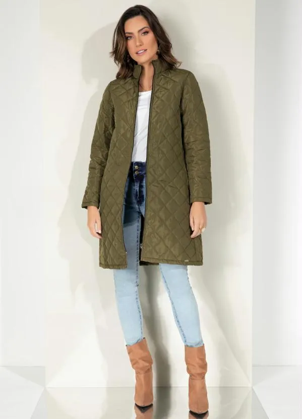 Quintess - Jaqueta Puff Verde Alongada com Bolsos 3