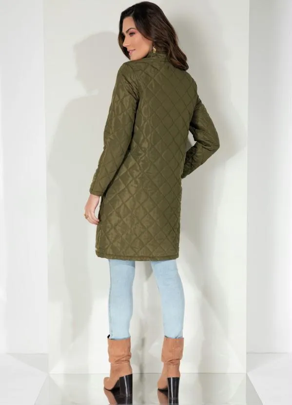 Quintess - Jaqueta Puff Verde Alongada com Bolsos 4