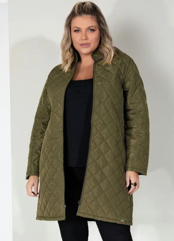 Quintess - Jaqueta Puff Verde Alongada com Bolsos 5