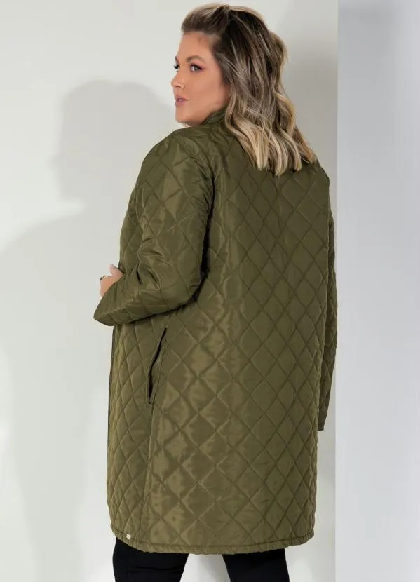 Quintess - Jaqueta Puff Verde Alongada com Bolsos 6