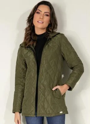 Quintess - Jaqueta Puff Verde com Capuz e Bolsos - QUINTESS
