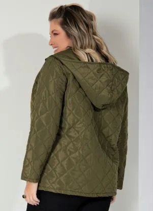 Quintess - Jaqueta Puff Verde com Capuz e Bolsos - QUINTESS
