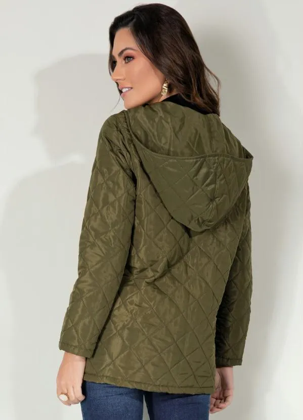 Quintess - Jaqueta Puff Verde com Capuz e Bolsos 2