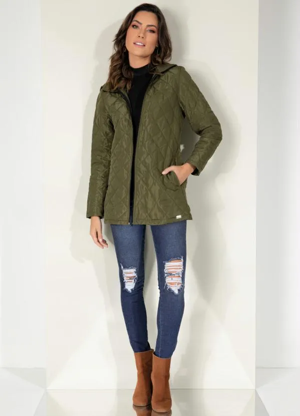 Quintess - Jaqueta Puff Verde com Capuz e Bolsos 3