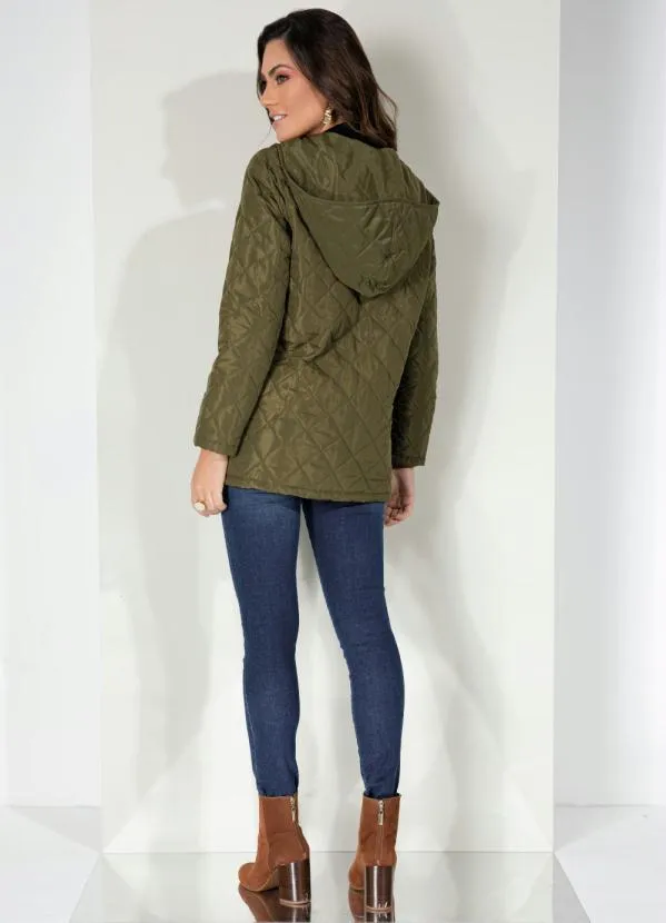 Quintess - Jaqueta Puff Verde com Capuz e Bolsos 4