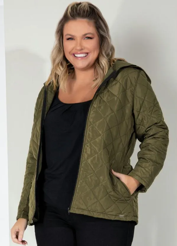 Quintess - Jaqueta Puff Verde com Capuz e Bolsos 5