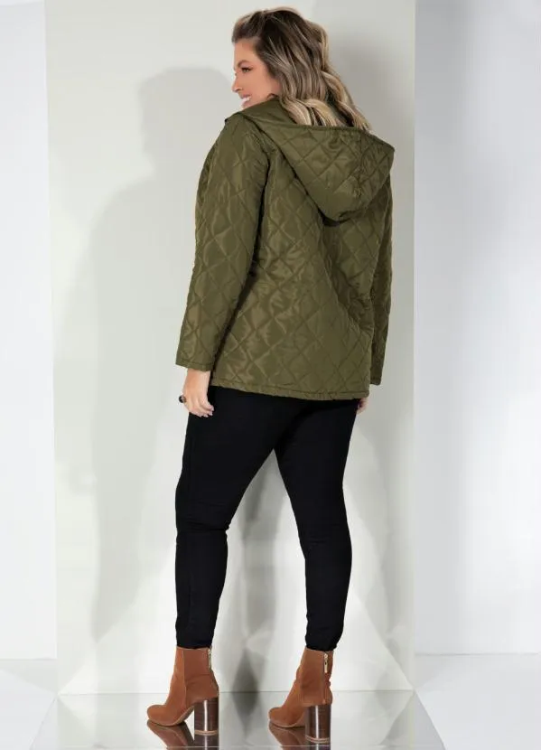 Quintess - Jaqueta Puff Verde com Capuz e Bolsos 8