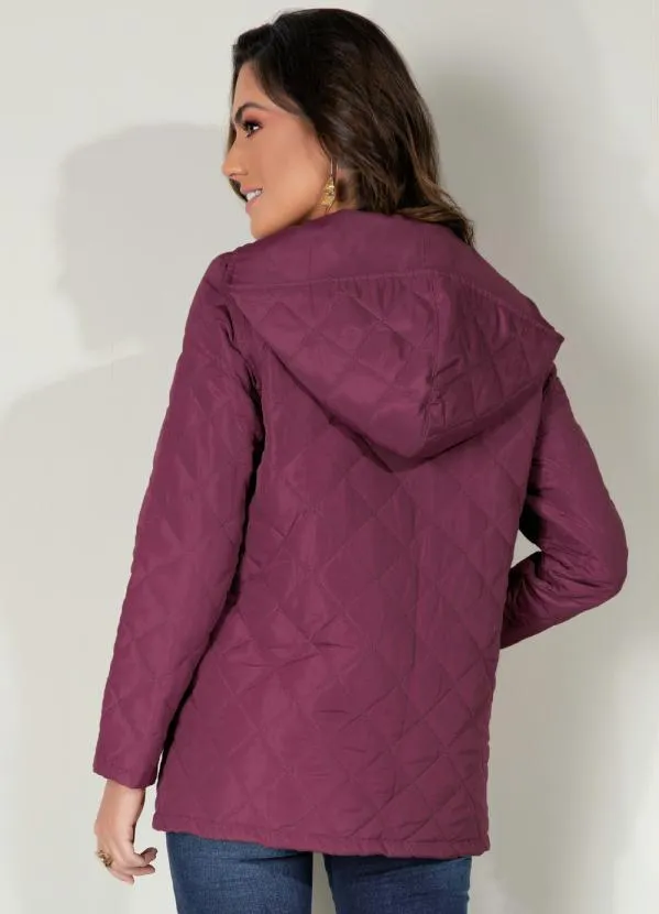 Quintess - Jaqueta Puff Vinho com Capuz e Bolsos 2
