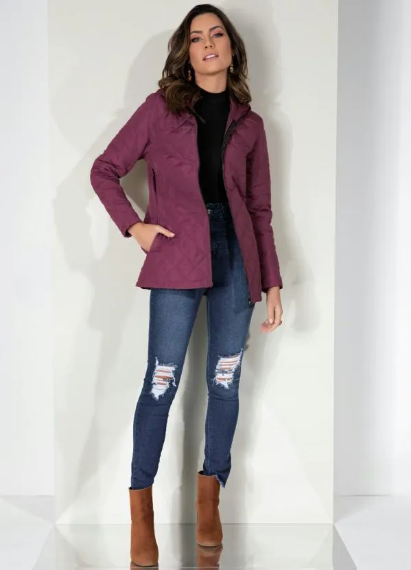 Quintess - Jaqueta Puff Vinho com Capuz e Bolsos 3