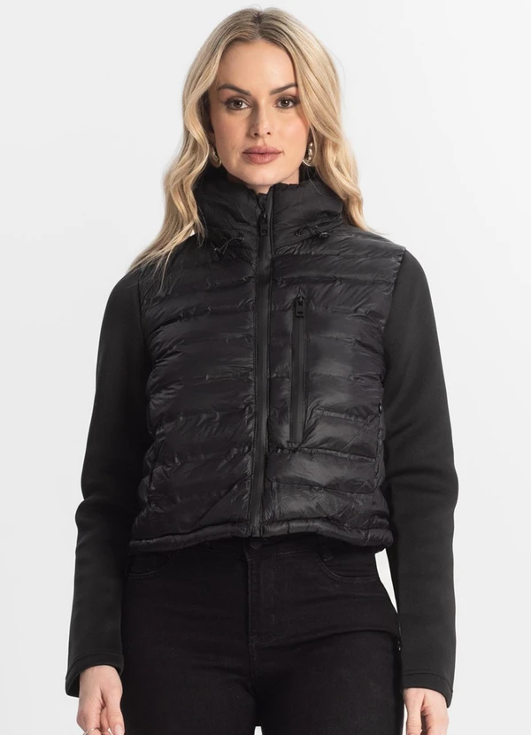 Rovitex - Jaqueta Puffer com Bolsos Sea Surf Preto