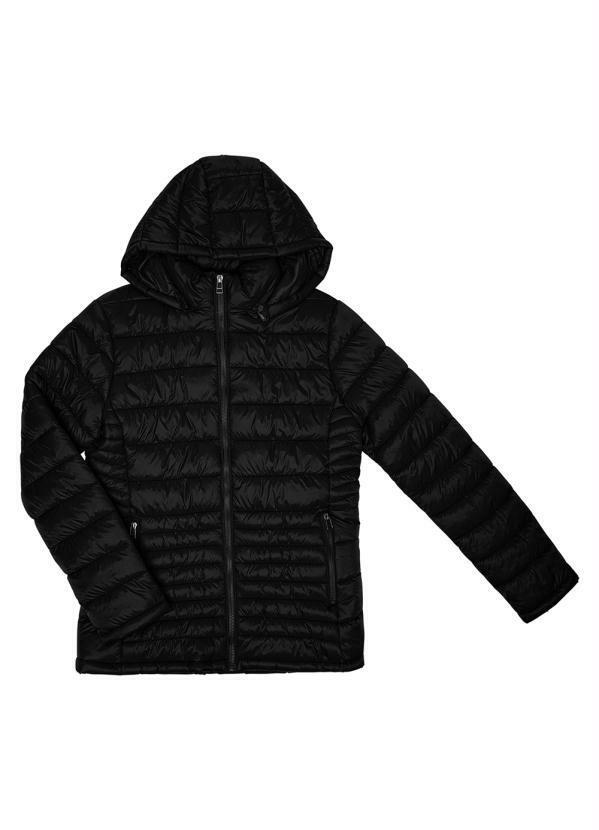 Jaqueta Puffer com Capuz Preto - Endless