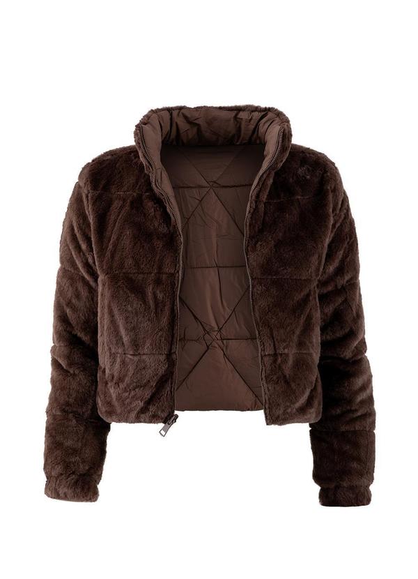 Quintess - Jaqueta Puffer Dupla Face Marrom em Matelassê 5