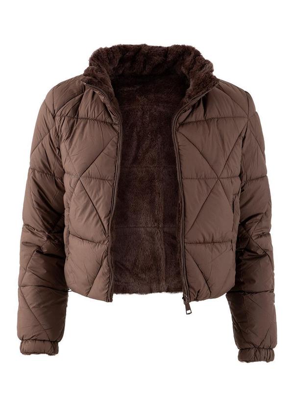 Quintess - Jaqueta Puffer Dupla Face Marrom em Matelassê 4