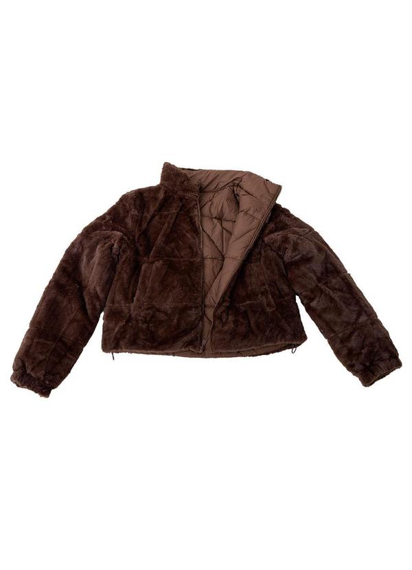 Quintess - Jaqueta Puffer Dupla Face Marrom em Matelassê 3