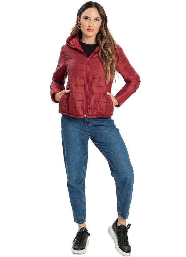 Endless - Jaqueta Puffer Feminina Capuz Matelassê Vermelho 3