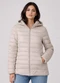 Rovitex - Jaqueta Puffer Feminina com Capuz Sea Surf Preto - variação: Bege